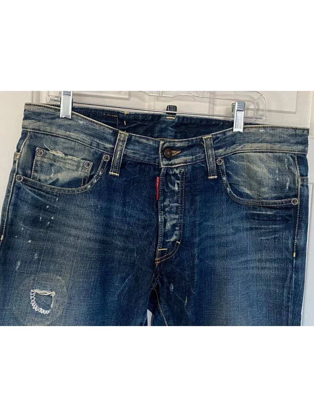 Dsquared2 Paint Splashed Distressed Denim Jeans Men`s IT 50 US 36 Holes Patches